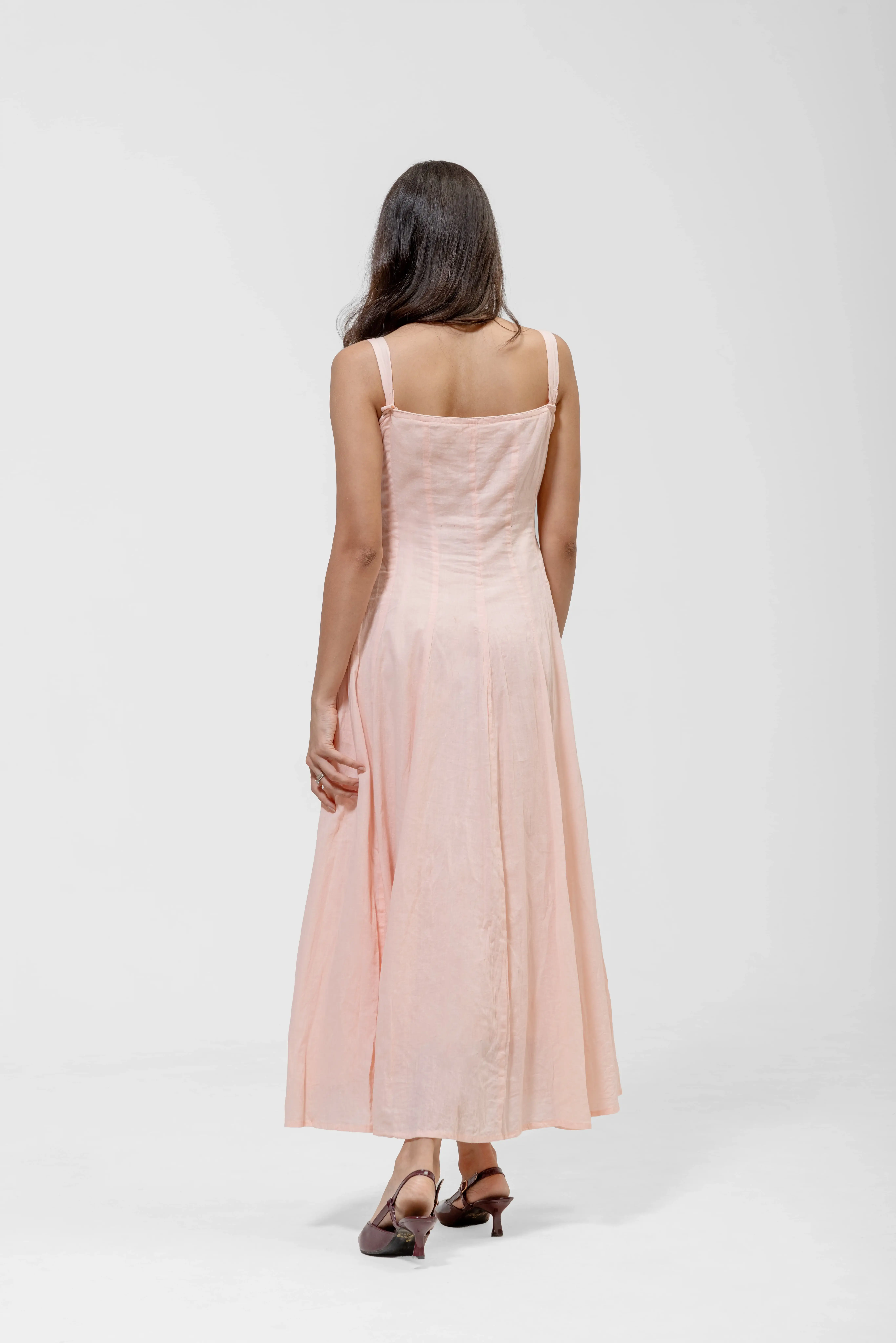 QISSEY PANELED CAMISOLE DRESS — view 3 — SLEEVELESS MIDI DRESS CHARACTERIZED BY VERTICAL PANELING AND DELICATE SHOULDER STRAPS.