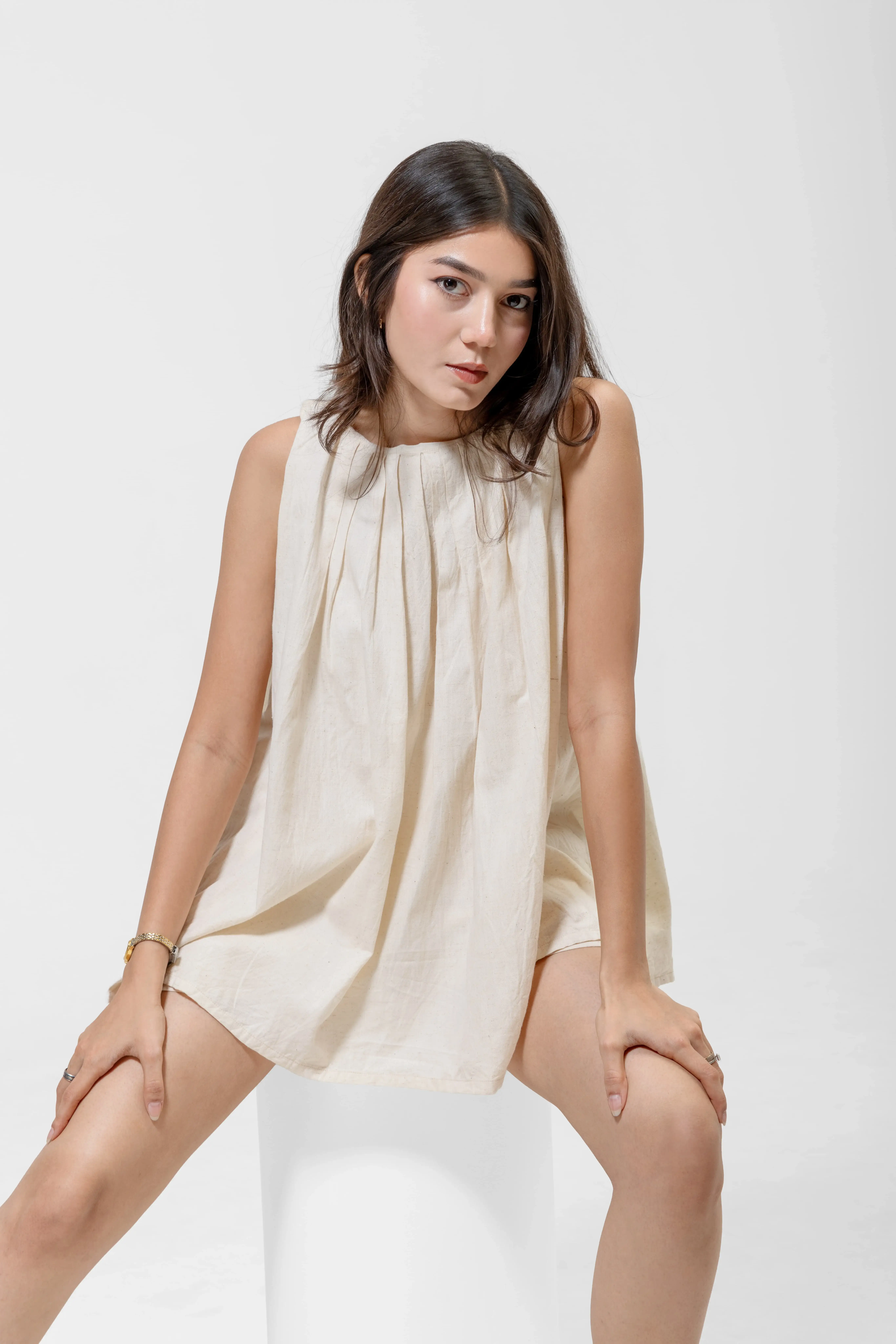 QISSEY GATHERED SLEEVELESS TOP — view 4 — Premium sustainable minimalist luxury designer fashion clothing